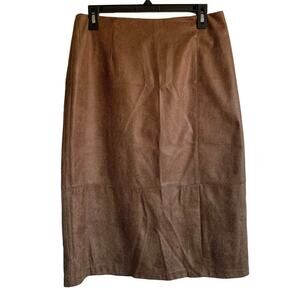 Vintage Ruby Rd Faux Snakeskin Midi A-Line Skirt Chocolate Brown Size 12